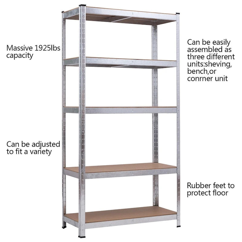 Étagère de rangement robuste en acier à 5 niveaux pour garage, 90,17 x 40,03 x 180,34 cm (L x l x H)
