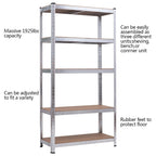 Étagère de rangement robuste en acier à 5 niveaux pour garage, 90,17 x 40,03 x 180,34 cm (L x l x H)
