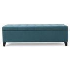 Banc de rangement Ottoman, Tissu capitonné bleu sarcelle, 129,5 cm