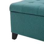 Banc de rangement Ottoman, Tissu capitonné bleu sarcelle, 129,5 cm
