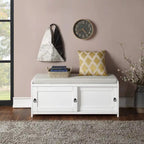 Banc de rangement en bois avec armoires, 49 cm H x 119 cm L x 39 cm P