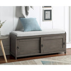 Banc de rangement en bois avec armoires, 49 cm H x 119 cm L x 39 cm P