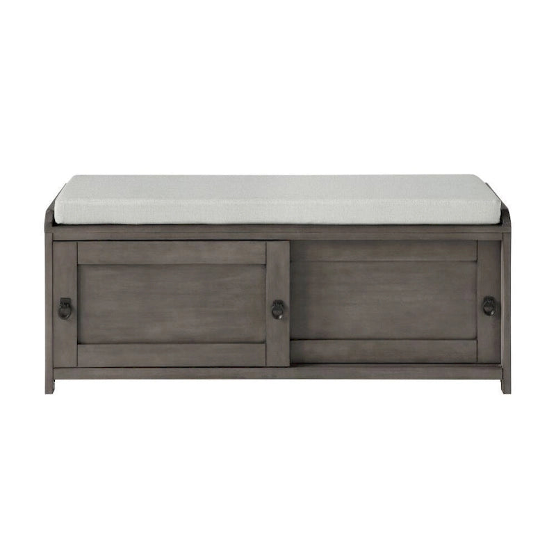 Banc de rangement en bois avec armoires, 49 cm H x 119 cm L x 39 cm P