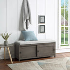 Banc de rangement en bois avec armoires, 49 cm H x 119 cm L x 39 cm P