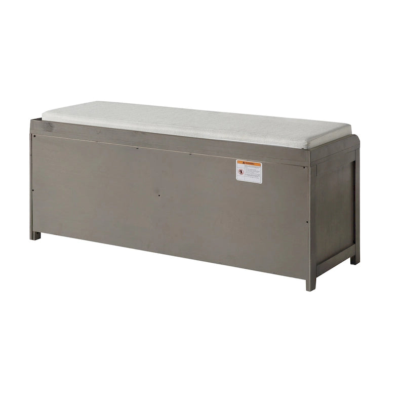 Banc de rangement en bois avec armoires, 49 cm H x 119 cm L x 39 cm P