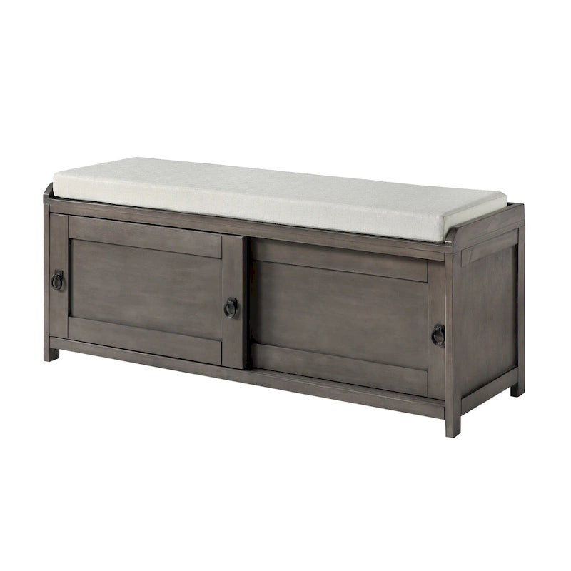 Banc de rangement en bois avec armoires, 49 cm H x 119 cm L x 39 cm P