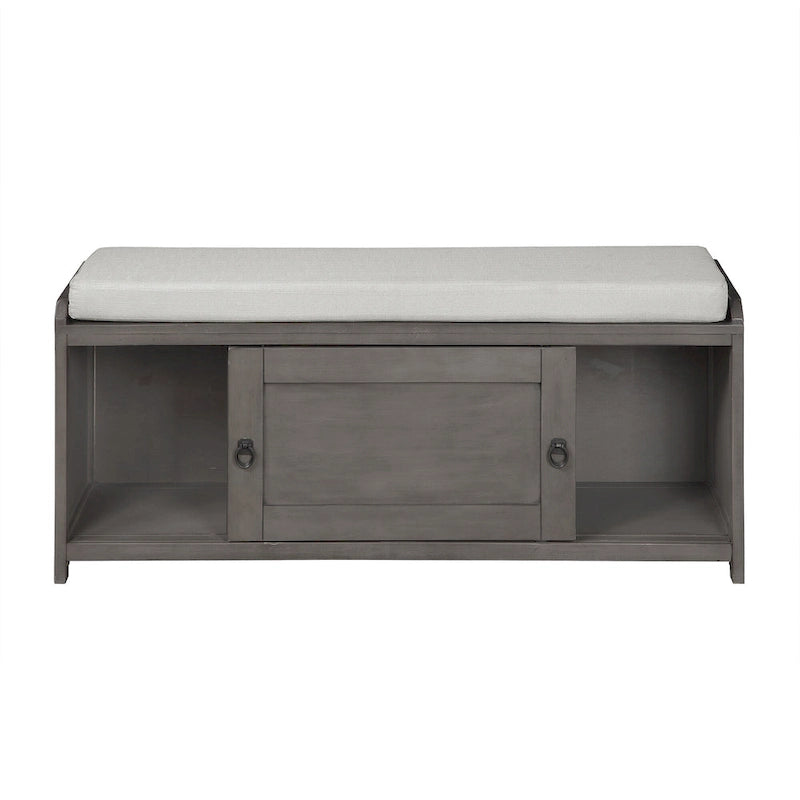 Banc de rangement en bois avec armoires, 49 cm H x 119 cm L x 39 cm P