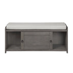 Banc de rangement en bois avec armoires, 49 cm H x 119 cm L x 39 cm P