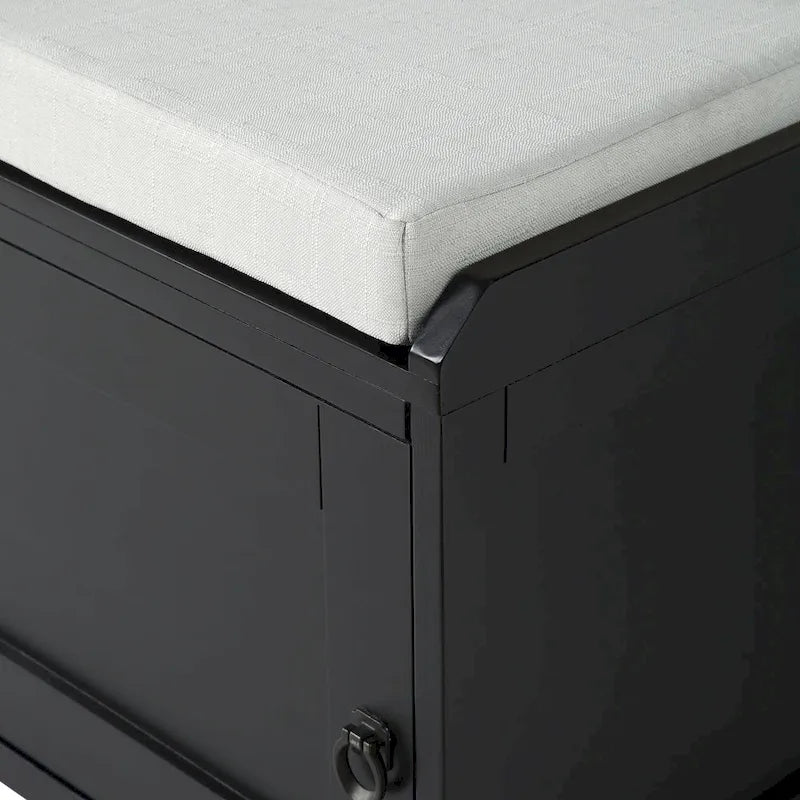 Banc de rangement en bois avec armoires, 49 cm H x 119 cm L x 39 cm P
