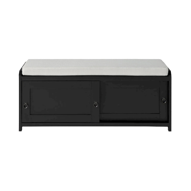 Banc de rangement en bois avec armoires, 49 cm H x 119 cm L x 39 cm P