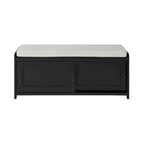 Banc de rangement en bois avec armoires, 49 cm H x 119 cm L x 39 cm P