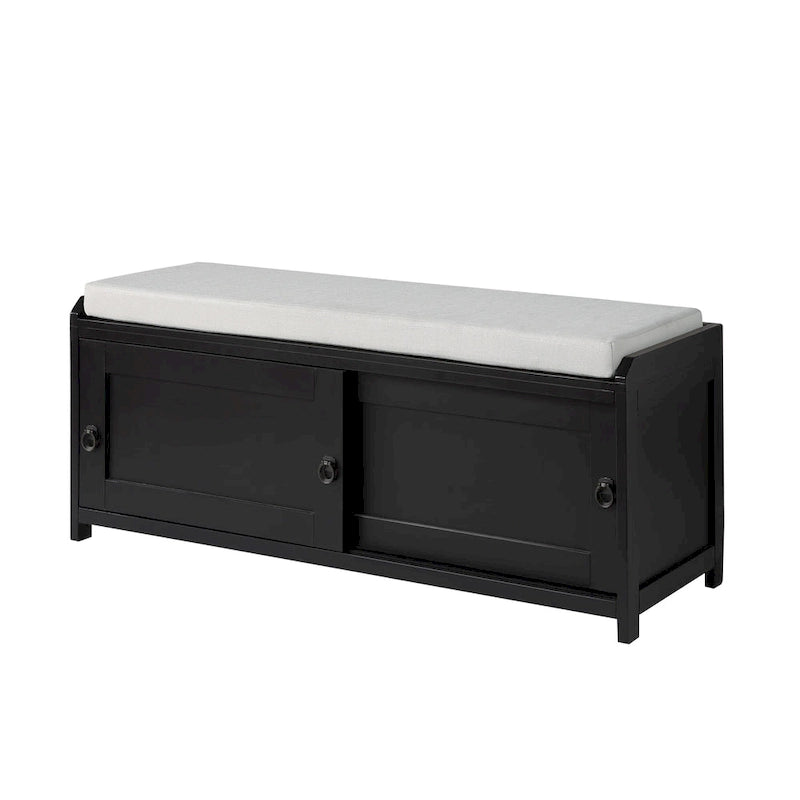 Banc de rangement en bois avec armoires, 49 cm H x 119 cm L x 39 cm P
