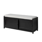 Banc de rangement en bois avec armoires, 49 cm H x 119 cm L x 39 cm P