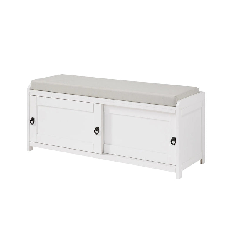 Banc de rangement en bois avec armoires, 49 cm H x 119 cm L x 39 cm P