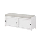 Banc de rangement en bois avec armoires, 49 cm H x 119 cm L x 39 cm P