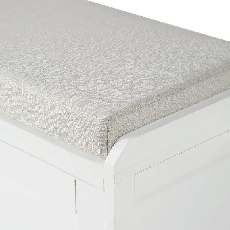 Banc de rangement en bois avec armoires, 49 cm H x 119 cm L x 39 cm P