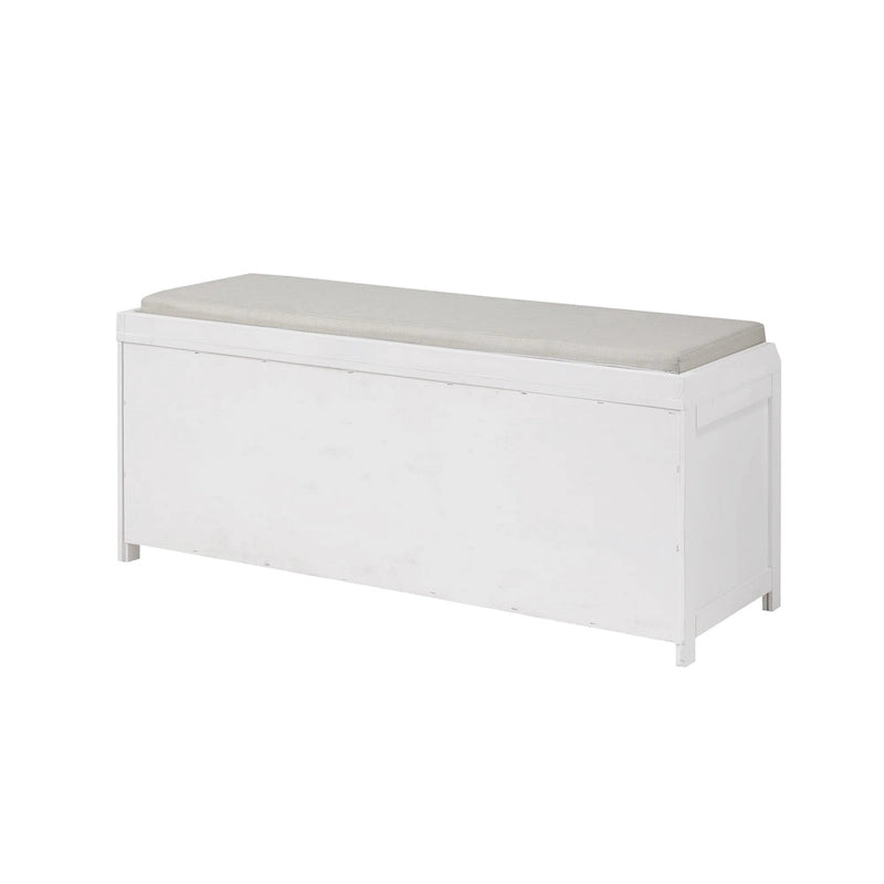 Banc de rangement en bois avec armoires, 49 cm H x 119 cm L x 39 cm P