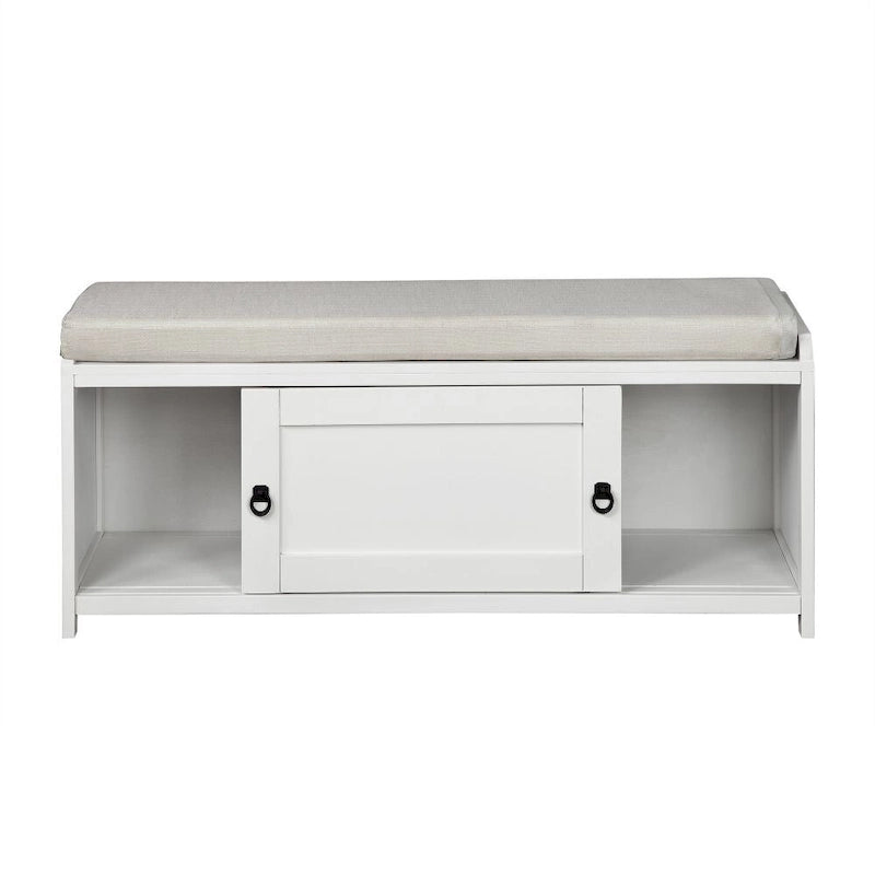 Banc de rangement en bois avec armoires, 49 cm H x 119 cm L x 39 cm P