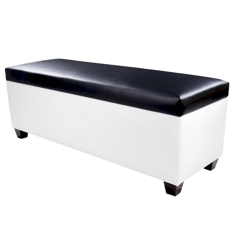 Banc de rangement pour chaussures en vinyle blanc de style moderne du milieu du siècle