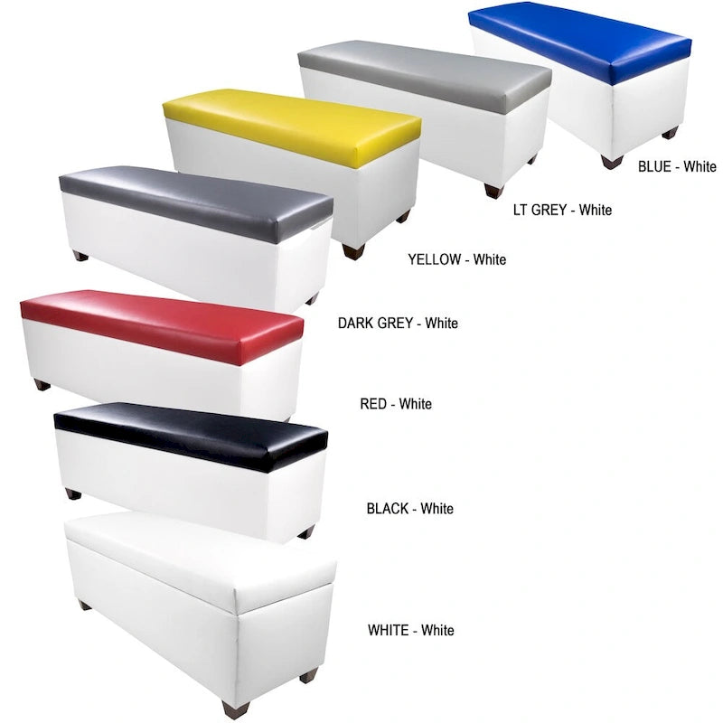 Banc de rangement pour chaussures en vinyle blanc de style moderne du milieu du siècle