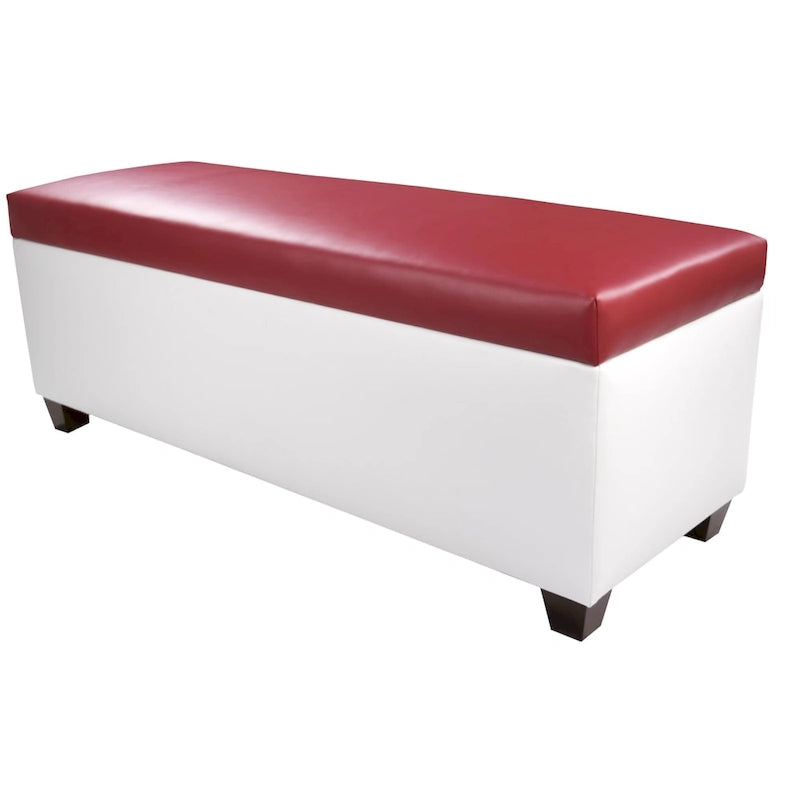Banc de rangement pour chaussures en vinyle blanc de style moderne du milieu du siècle