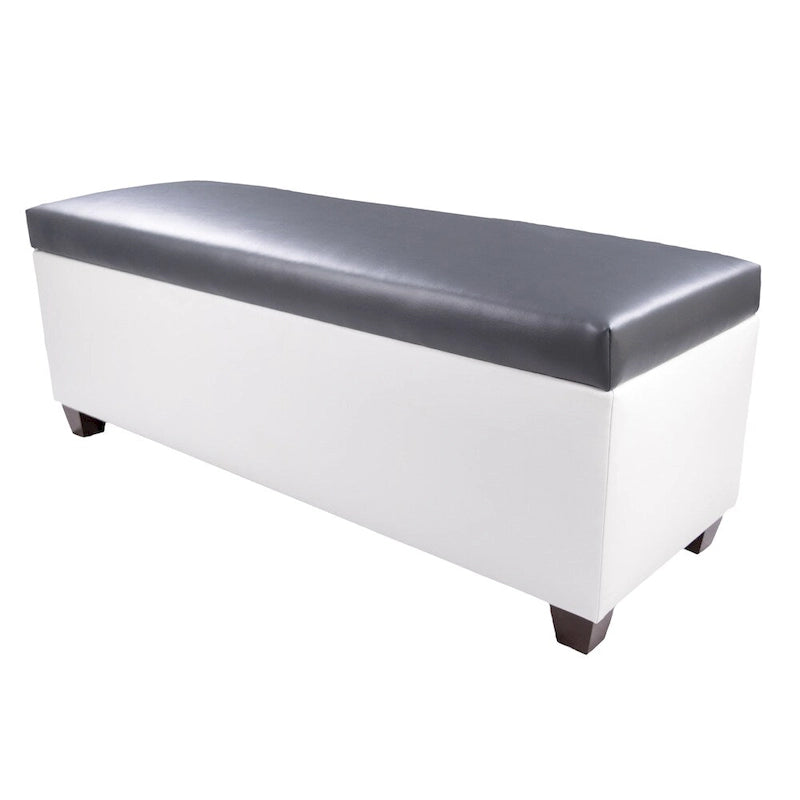 Banc de rangement pour chaussures en vinyle blanc de style moderne du milieu du siècle