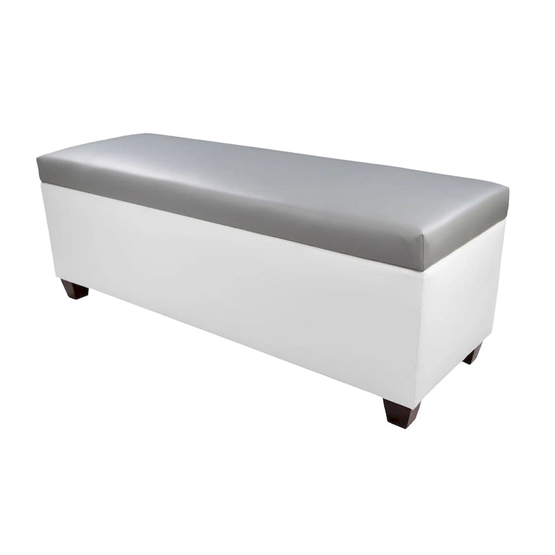 Banc de rangement pour chaussures en vinyle blanc de style moderne du milieu du siècle