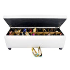 Banc de rangement pour chaussures en vinyle blanc de style moderne du milieu du siècle