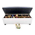 Banc de rangement pour chaussures en vinyle blanc de style moderne du milieu du siècle