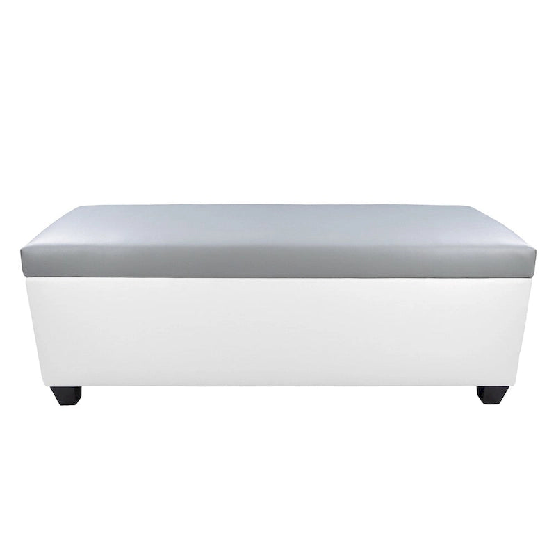 Banc de rangement pour chaussures en vinyle blanc de style moderne du milieu du siècle