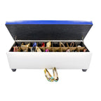 Banc de rangement pour chaussures en vinyle blanc de style moderne du milieu du siècle