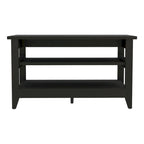 Banc de rangement chêne clair/noir avec 2 étagères ouvertes, 4 pieds