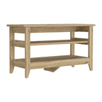 Banc de rangement chêne clair/noir avec 2 étagères ouvertes, 4 pieds