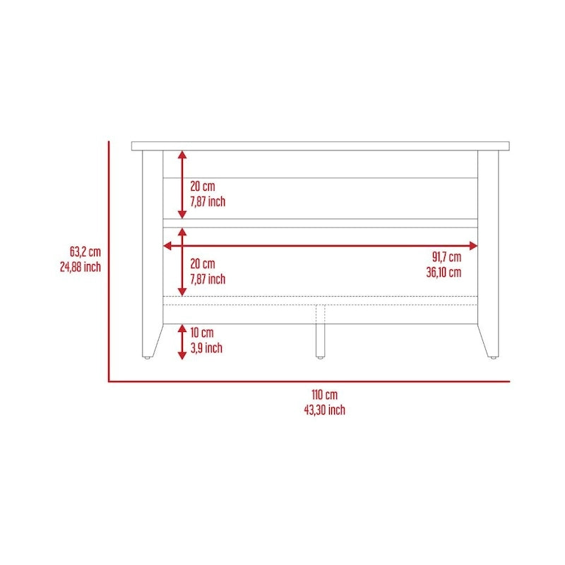 Banc de rangement chêne clair/noir avec 2 étagères ouvertes, 4 pieds