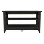 Banc de rangement chêne clair/noir avec 2 étagères ouvertes, 4 pieds
