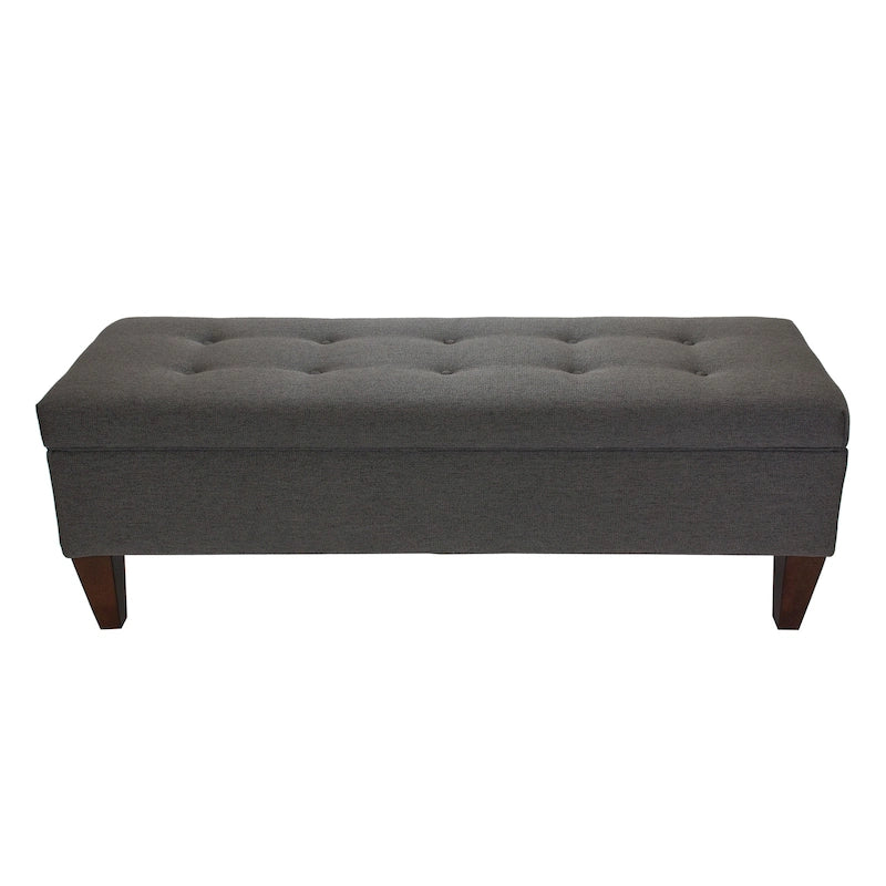 Banc de rangement long en bois, capitonné