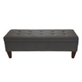 Banc de rangement long en bois, capitonné