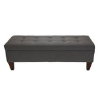 Banc de rangement long en bois, capitonné