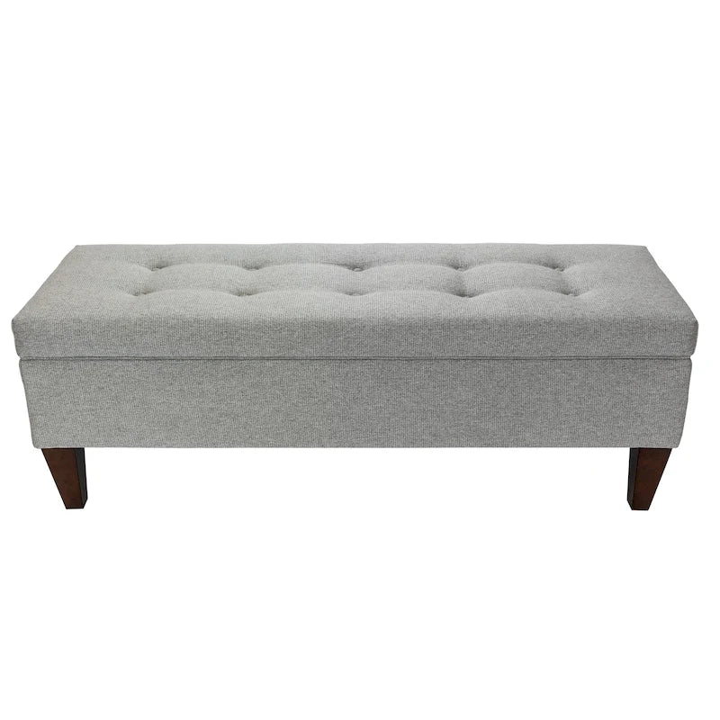Banc de rangement long en bois, capitonné