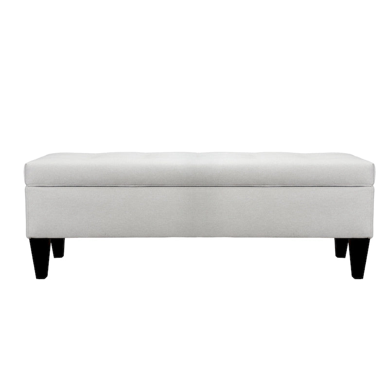 Banc de rangement long en bois, capitonné