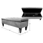 Banc de rangement long en bois, capitonné