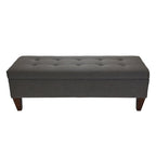 Banc de rangement long en bois, capitonné