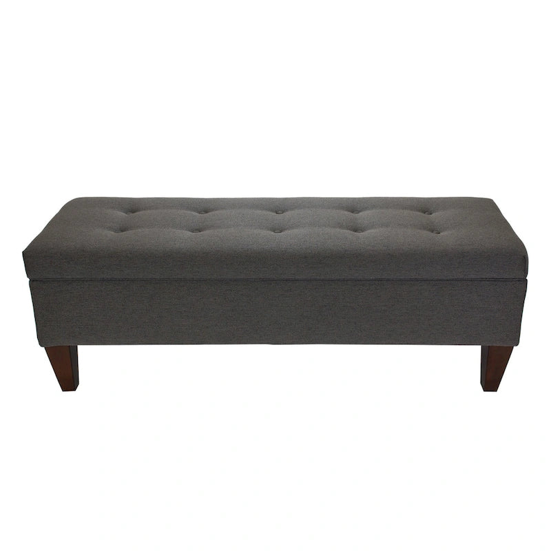Banc de rangement long en bois, capitonné
