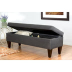 Banc de rangement long en bois, capitonné