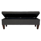 Banc de rangement long en bois, capitonné