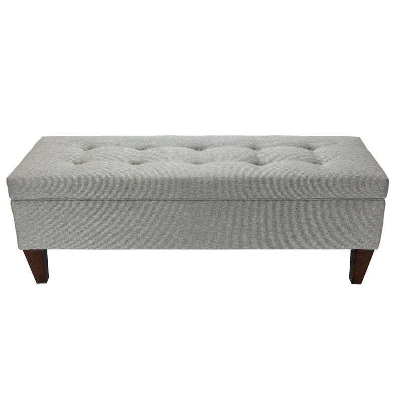 Banc de rangement long en bois, capitonné