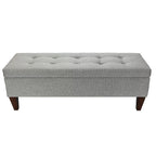 Banc de rangement long en bois, capitonné