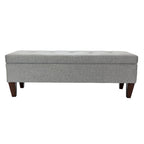 Banc de rangement long en bois, capitonné