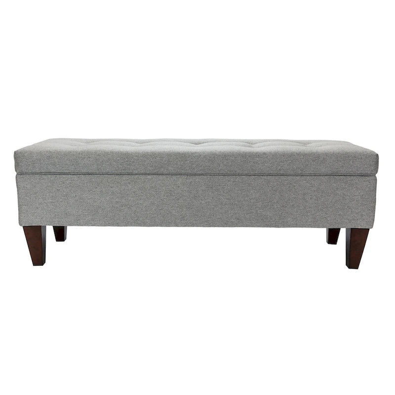 Banc de rangement long en bois, capitonné
