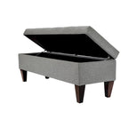 Banc de rangement long en bois, capitonné